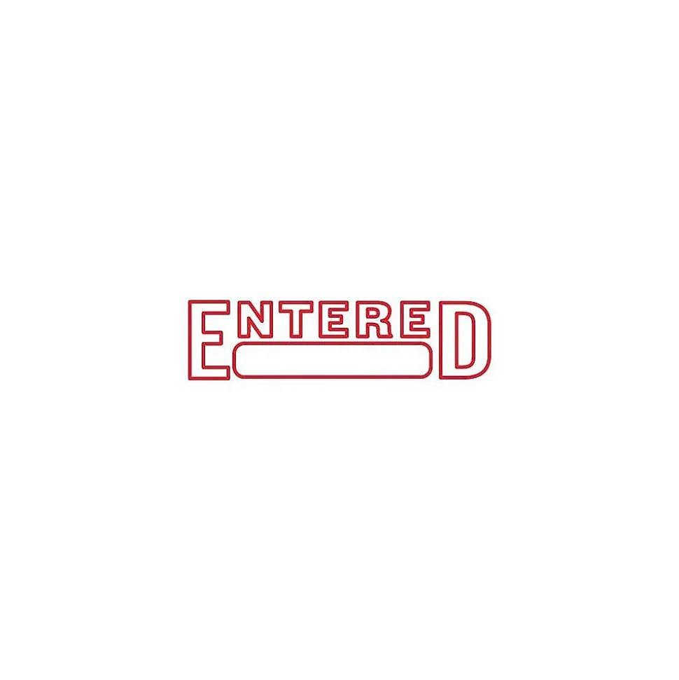 Offistamp® Pre-Inked Stamp, "Entered", Red Ink