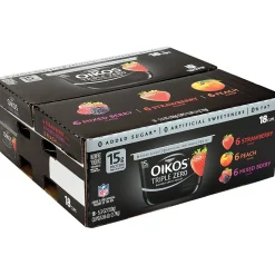 OIKOS Triple Zero Variety Yogurt, 5.3 oz., 18/Pack (01955)