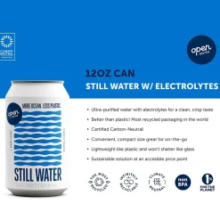 Open Water Still Canned Water with Electrolytes, 12oz, 12/Case (343-00002)