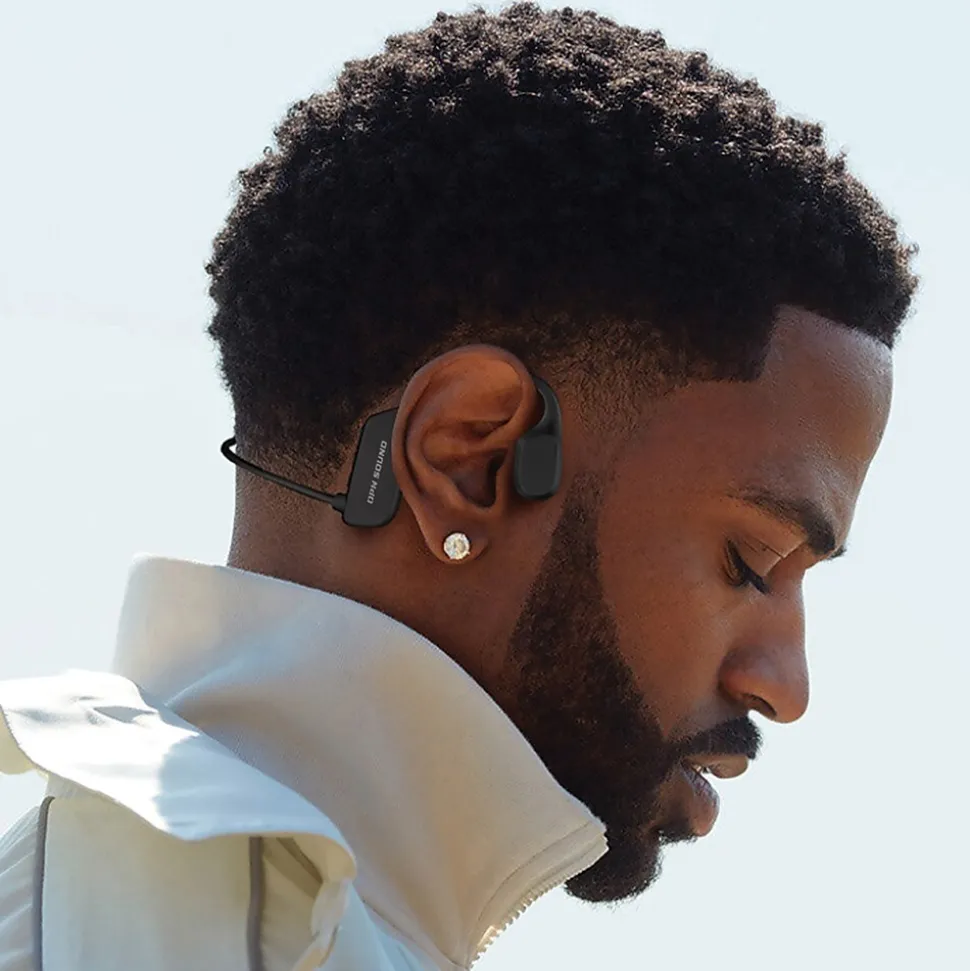 OPN Sound Mercato Bluetooth Open-Ear Neckband Headphones with Microphone, Black (DA3000BL)