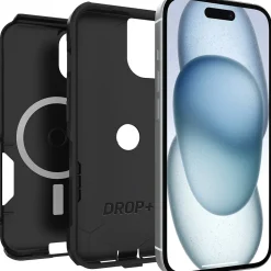 OtterBox Commuter MagSafe Rugged Case for iPhone 15/14/13, Shock Absorbing, Black (77-93483)