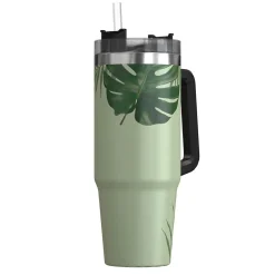 Outdoors Professional Stainless Steel Double-Walled Vacuum Insulated Tumbler with Straw, 30 oz., Tropical Green (OUTD9218)