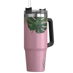 Outdoors Professional Stainless Steel Double-Walled Vacuum Insulated Tumbler with Straw, 30 oz., Tropical Pink (OUTD9225)