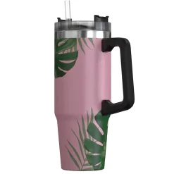 Outdoors Professional Stainless Steel Double-Walled Vacuum Insulated Tumbler with Straw, 30 oz., Tropical Pink (OUTD9225)