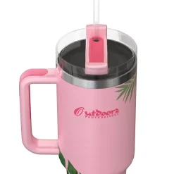 Outdoors Professional Stainless Steel Double-Walled Vacuum Insulated Tumbler with Straw, 40 oz., Tropical Pink (OUTD9249)