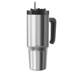 Outdoors Professional Stainless Steel Double-Walled Vacuum Insulated Tumbler with Straw, 30 oz., Silver (OUTD9034)