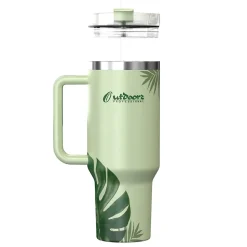 Outdoors Professional Stainless Steel Double-Walled Vacuum Insulated Tumbler with Straw, 40 oz., Tropical Green (OUTD9232)