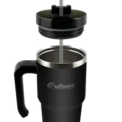 Outdoors Professional Stainless Steel Double-Walled Vacuum Insulated Tumbler with Straw, 20 oz., Black (OUTD6069)