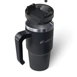 Outdoors Professional Stainless Steel Double-Walled Vacuum Insulated Tumbler with Straw, 20 oz., Black (OUTD6069)