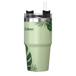 Outdoors Professional Stainless Steel Double-Walled Vacuum Insulated Tumbler with Straw, 20 oz., Tropical Green (OUTD9195)