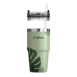 Outdoors Professional Stainless Steel Double-Walled Vacuum Insulated Tumbler with Straw, 20 oz., Tropical Green (OUTD9195)