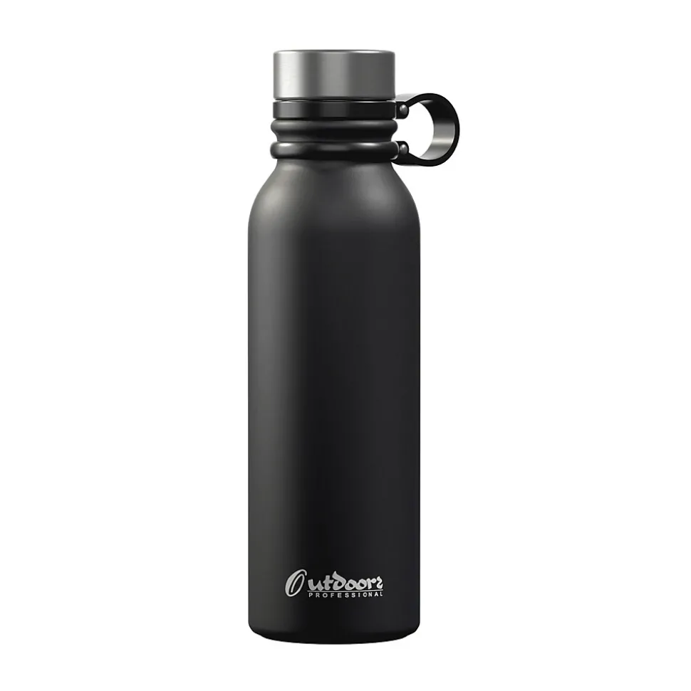 Outdoors Professional Stainless Steel Double-Walled Vacuum-Insulated Travel Bottle, 20 oz., Retro Good Vibes (OUTD9294)