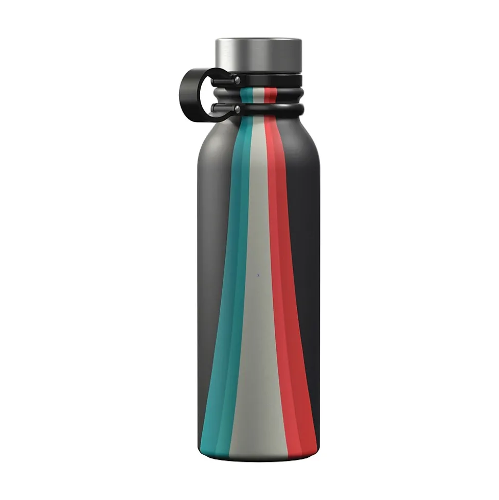 Outdoors Professional Stainless Steel Double-Walled Vacuum-Insulated Travel Bottle, 20 oz., Retro Good Vibes (OUTD9294)