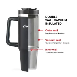 Outdoors Professional Stainless Steel Double-Walled Vacuum Insulated Tumbler with Straw, 40 oz., Black (OUTD9041)