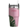 Outdoors Professional Stainless Steel Double-Walled Vacuum Insulated Tumbler with Straw, 20 oz., Tropical Pink (OUTD9201)