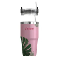 Outdoors Professional Stainless Steel Double-Walled Vacuum Insulated Tumbler with Straw, 20 oz., Tropical Pink (OUTD9201)