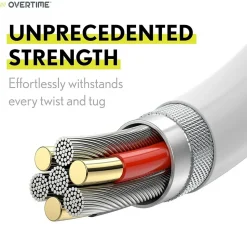 Overtime Apple MFi Certified Lighting USB 4ft Cable for iPhone/iPad/iPod Touch, White, Pack of 3 (CE14541A)