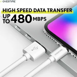 Overtime Apple MFi Certified Lighting USB 4ft Cable for iPhone/iPad/iPod Touch, White, Pack of 3 (CE14541A)