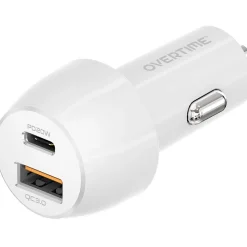 Overtime Overtime Dual USB-A/USB-C Universal Car Charger, White (OTC2USB2ASL)