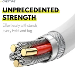 Overtime Overtime USBC Certified Charging Cables USB-C to USB-C Charging Cable, 6 ft., White, 3/Pack (MFIBLACK10FT)