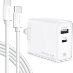 Overtime Overtime USB-C/USB-A Universal Charger with Two Certified USB-C to Lightning Cables, White (OTH2USB2ARG)