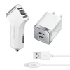 Overtime 3PC Kit Lightning Charging Kit/Bundle for iPhone/iPad/iPod Touch, White (DAC3IN1)