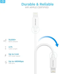 Overtime 3PC Kit Lightning Charging Kit/Bundle for iPhone/iPad/iPod Touch, White (DAC3IN1)