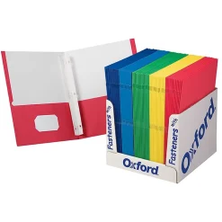 Oxford 2 Pocket Folders with Fasteners, Assorted Colors, 100/Box (ESS50764)