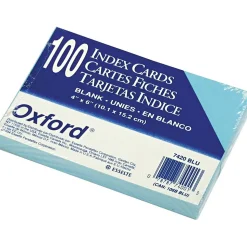 Oxford 4" x 6" Index Cards, Blank, Blue, 100/Pack (7420BLU)