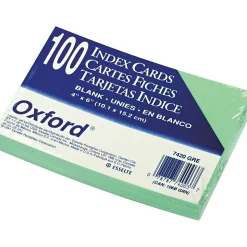 Oxford 4" x 6" Index Cards, Blank, Green, 100/Pack (7420GRE)