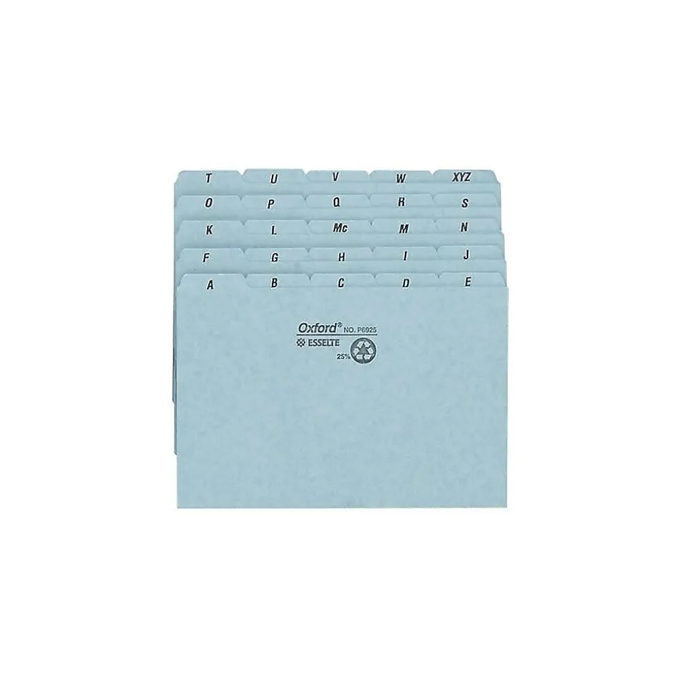 Oxford A-Z 5" x 8" Index Card Files, Blue, 25/Set (OXF P5825)