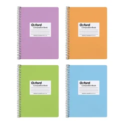 Oxford Composition Notebooks, 7.5" x 9.75", Wide Ruled, 80 Sheets, Assorted Colors, 4/Pack (64946)