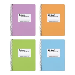 Oxford Composition Notebooks, 7.5" x 9.75", College Ruled, 80 Sheets, Assorted Colors, 4/Pack (64947)