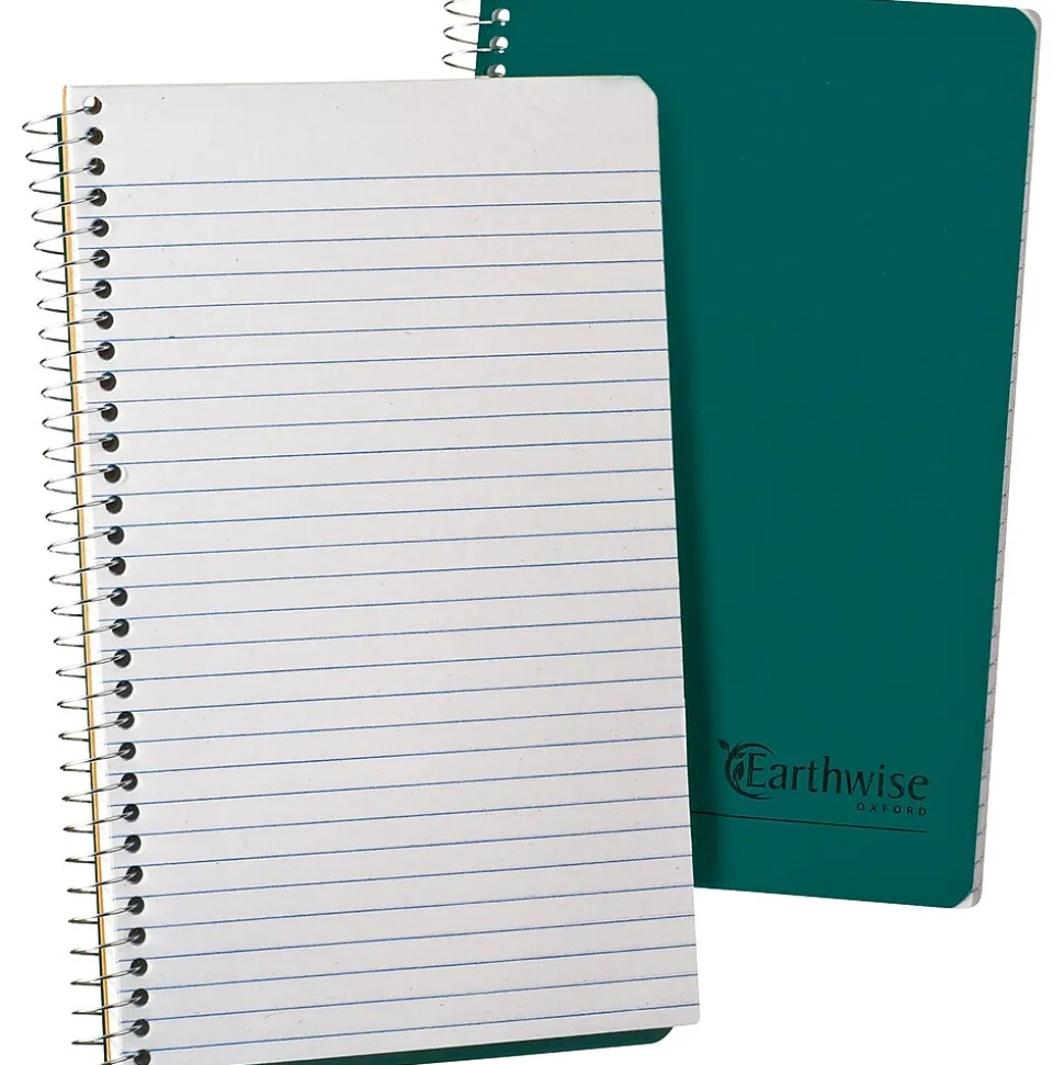 Oxford Earthwise 1-Subject Notebooks, 5" x 8", Narrow Ruled, 80 Sheets, Green (25-400R)