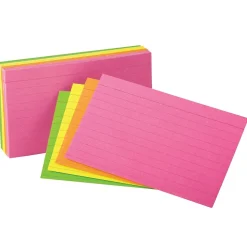 Oxford Glow 4" x 6" Index Cards, Lined, Assorted, 100/Pack, 10 Packs/Bundle (ESS99755)