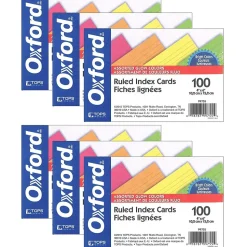 Oxford Glow Index Cards, 4" x 6", 100 Per Pack, 6 Packs (ESS99755-6)
