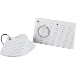 Oxford® JustFlip-it!™ 3" x 5" Punched & Perfed Study Cards, Ruled, White, 75 Per Pack, 12 Packs (ESS63506-12)