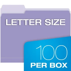 Oxford Recycled File Folder, 1/3-Cut Tab, Letter Size, Lavender, 100/Box (1521/3LAV)