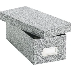 Oxford Reinforced Board Card File with Lift-Off Cover, 3" x 5", 1200-Capacity, Black, 4 1/4"H x 12"W x 5 5/8"D (40588)