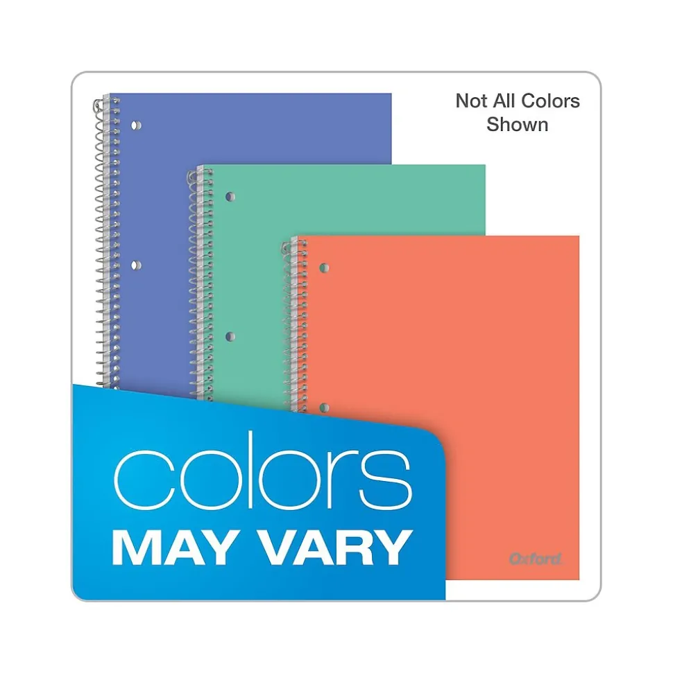Oxford 1-Subject Notebooks, 8.5" x 11", College Ruled, 100 Sheets, Assorted Colors (10590)