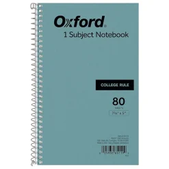 Oxford 1-Subject Notebooks, 5" x 7.75", College Ruled, 80 Sheets, Blue (65119)