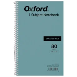 Oxford 1-Subject Notebooks, 6" x 9.5", College Ruled, 80 Sheets, Blue (65121)