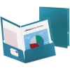 Oxford Two-Pocket Laminated Folder, 100-Sheet Capacity, Metallic Teal, 25/Box
