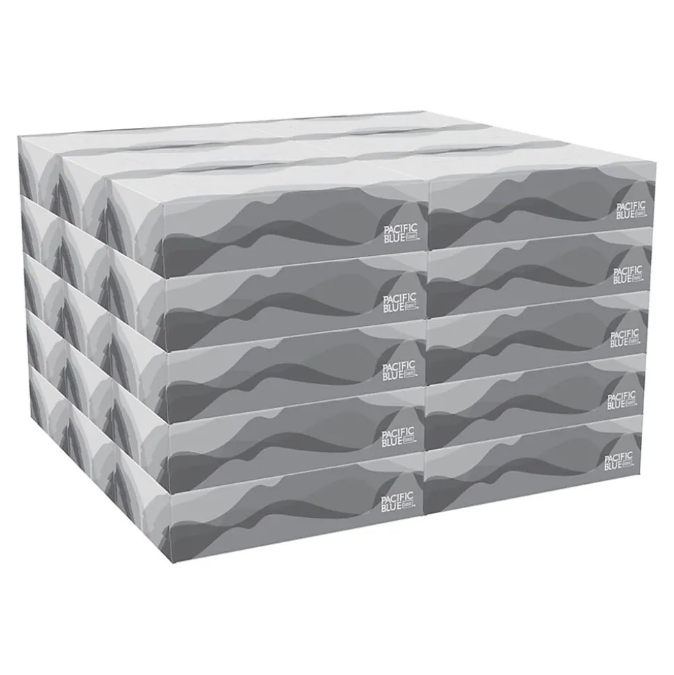 Pacific Blue Basic Facial Tissue, 2-ply, 100 Tissues/Box, 30 Boxes/Pack (47410)