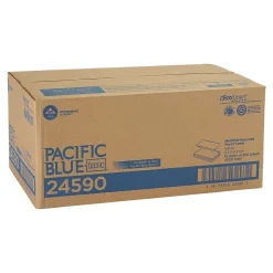 Pacific Blue Basic Recycled Multifold Paper Towel, 1-Ply, White, 250 Sheets/Pack, 16 Packs/Carton (24590)