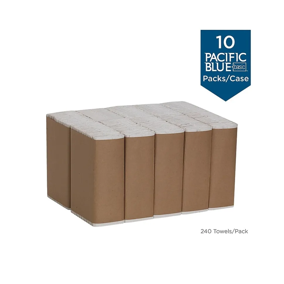 Pacific Blue Basic Recycled C-Fold Paper Towels, 1-ply, 240 Sheets/Pack, 10 Packs/Carton (25190)