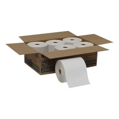 Pacific Blue Basic Recycled Hardwound Paper Towels, 1-ply, 800 ft./Roll, 6 Rolls/Carton (26601)