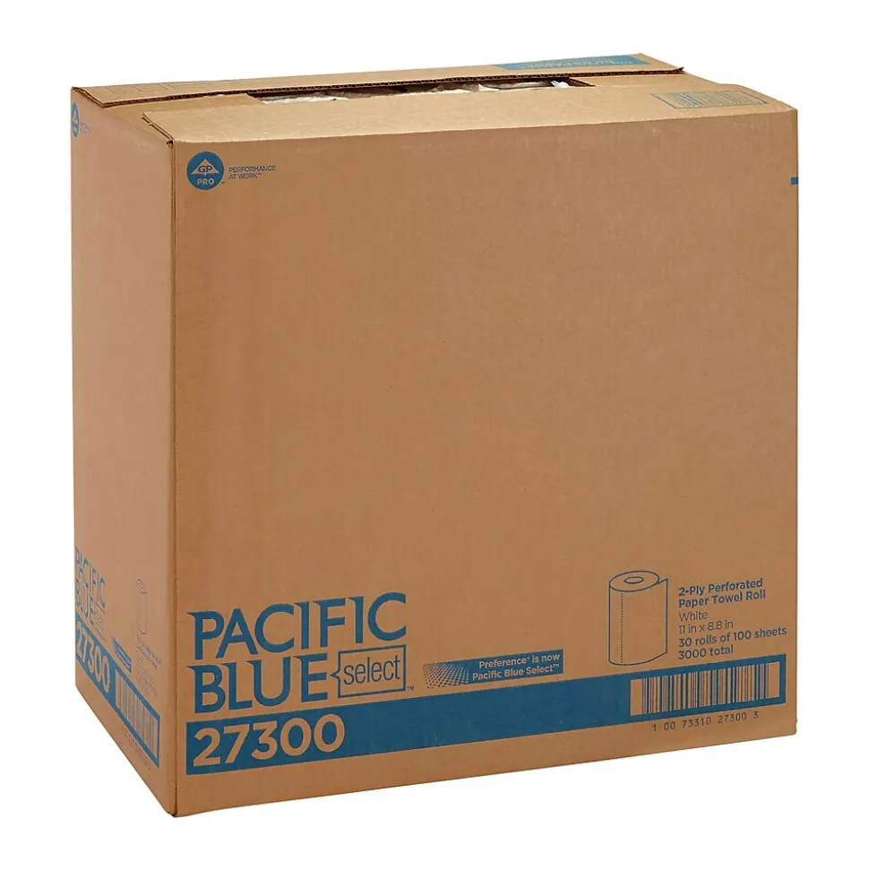 Pacific Blue Select Paper Towels, 2-ply, 100 Sheets/Roll, 30 Rolls/Pack (27300)