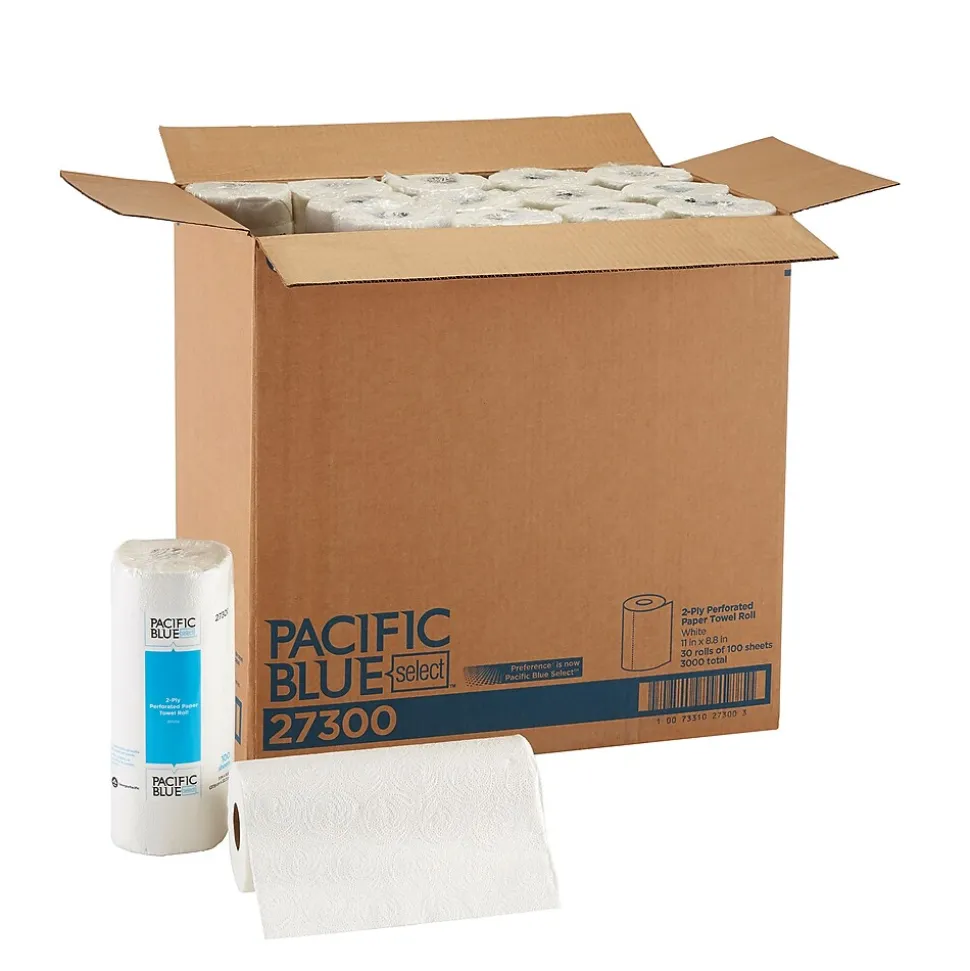 Pacific Blue Select Paper Towels, 2-ply, 100 Sheets/Roll, 30 Rolls/Pack (27300)