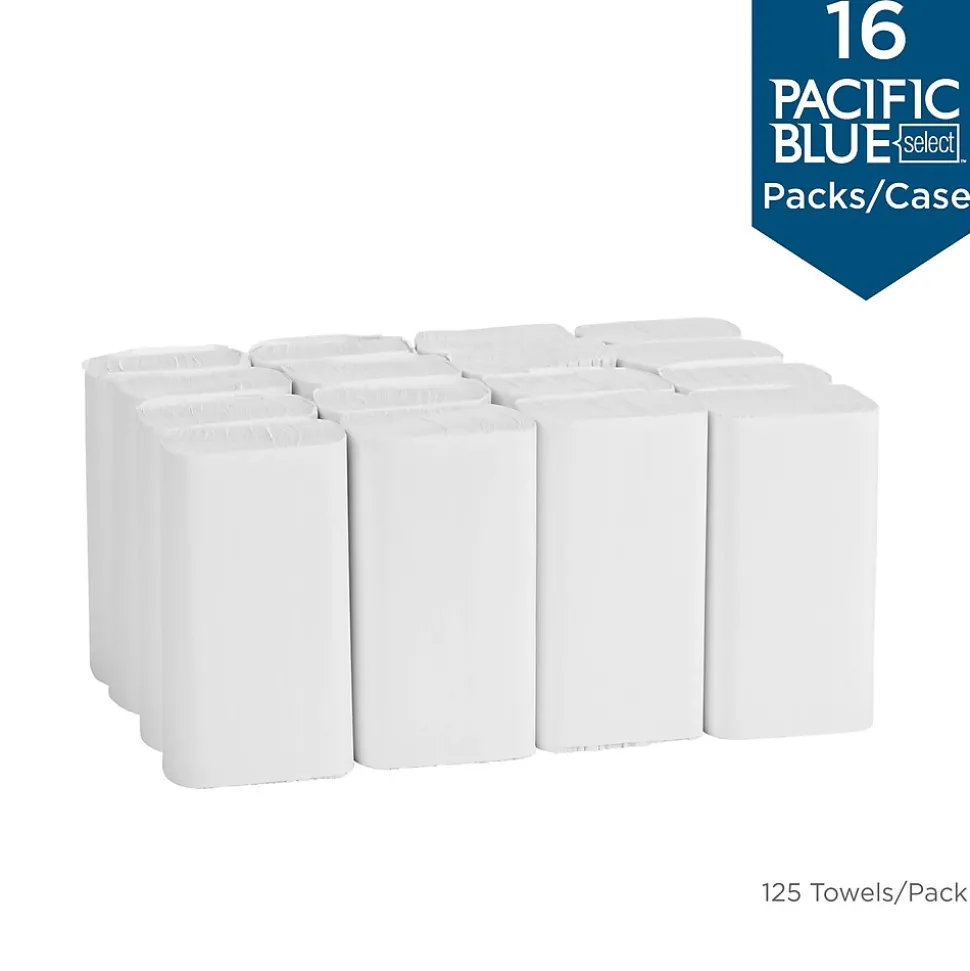 Pacific Blue Select Recycled Multifold Paper Towels, 2-ply, 125 Sheets/Pack, 16 Packs/Carton (21000)